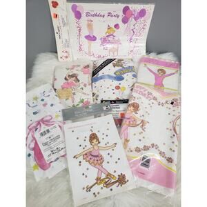 NEW Vintage Birthday Party Decor LOT Ballerina Ballet Dance TABLE CLOTH LOT‎ 90s